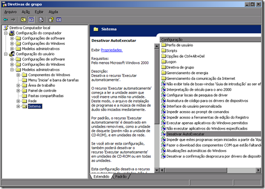De Tudo um Pouco: Desativar Autorun no Windows XP